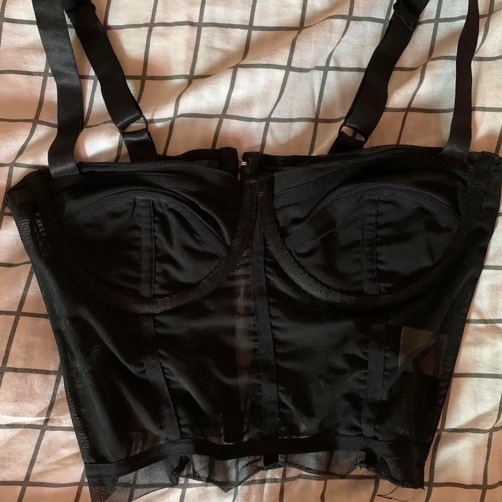 black danielle guizio zita mesh corset in size medium